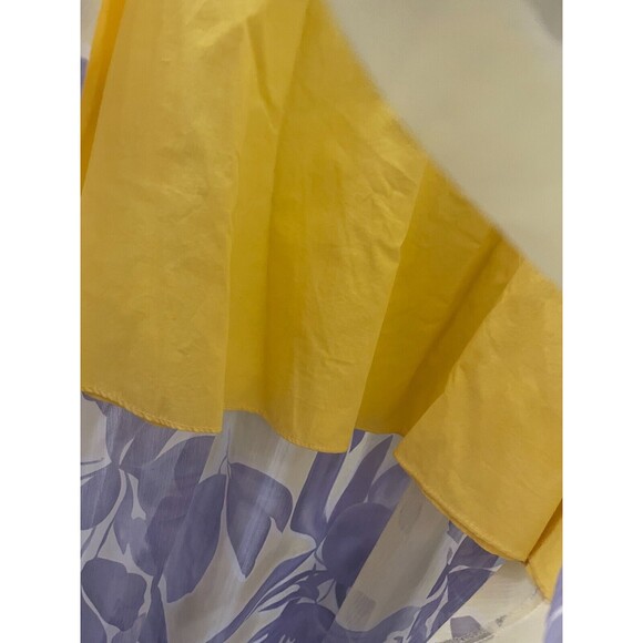 SVELTO STELLA  3/4 SLEEVE YELLOW PURPLE LEAVES PATTERN US SIZE 12 PEARLS - Picture 12 of 16